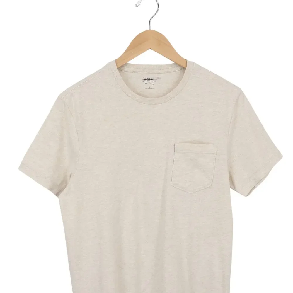 J.Crew Men's Broken-in Short Sleeve Pocket T-Shirt Heather Ecru Size Small NWT